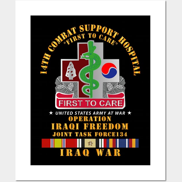 14th Combat Support Hospital w Iraq SVC Ribbons - OIF Wall Art by twix123844